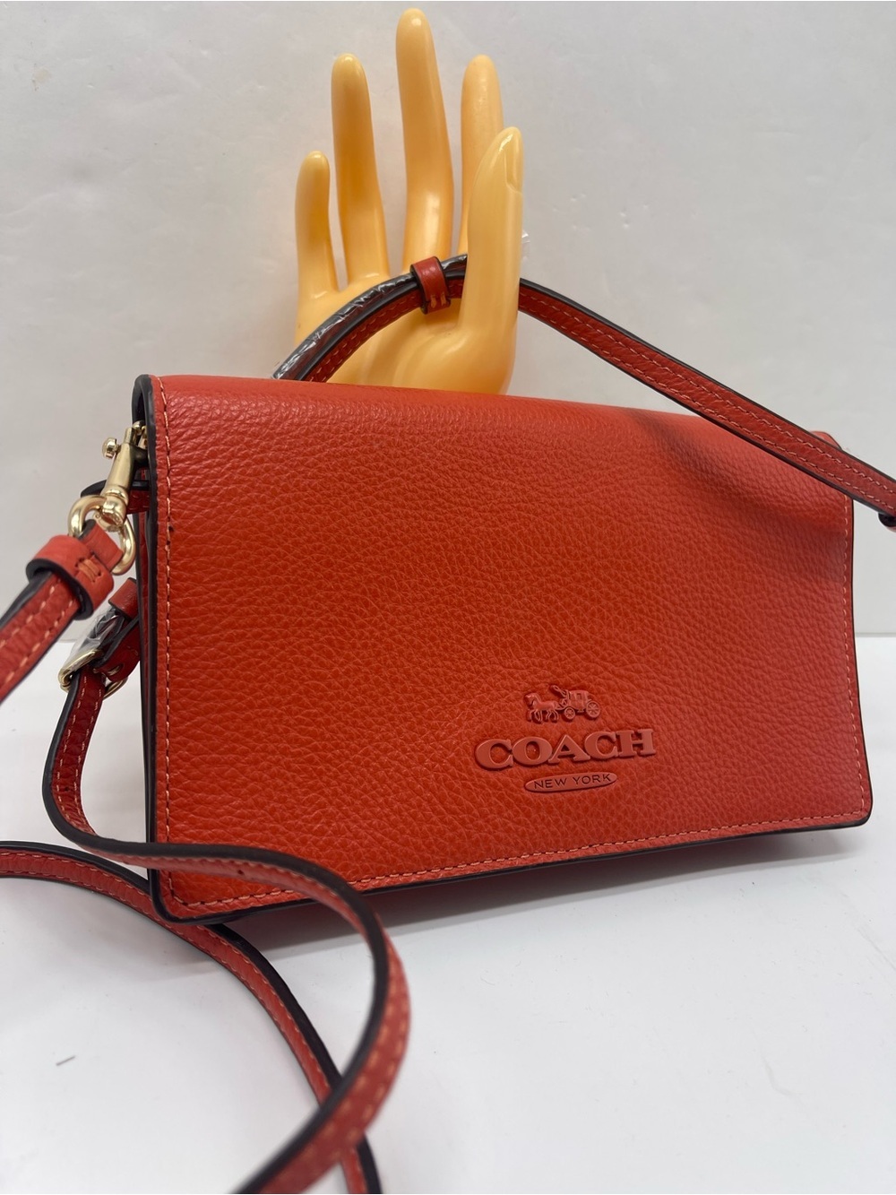 COACH Anna Foldover Clutch Crossbody IM/Mango Leather. Brand New With Tag.